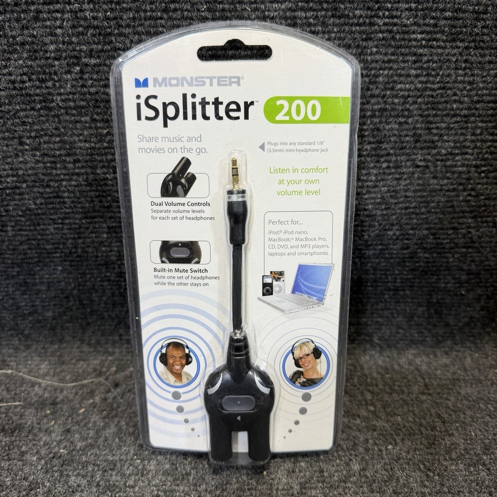 NISP Vintage Monster iSplitter 200 Audio Splitter iPod Macbook 3.5mm Headphones